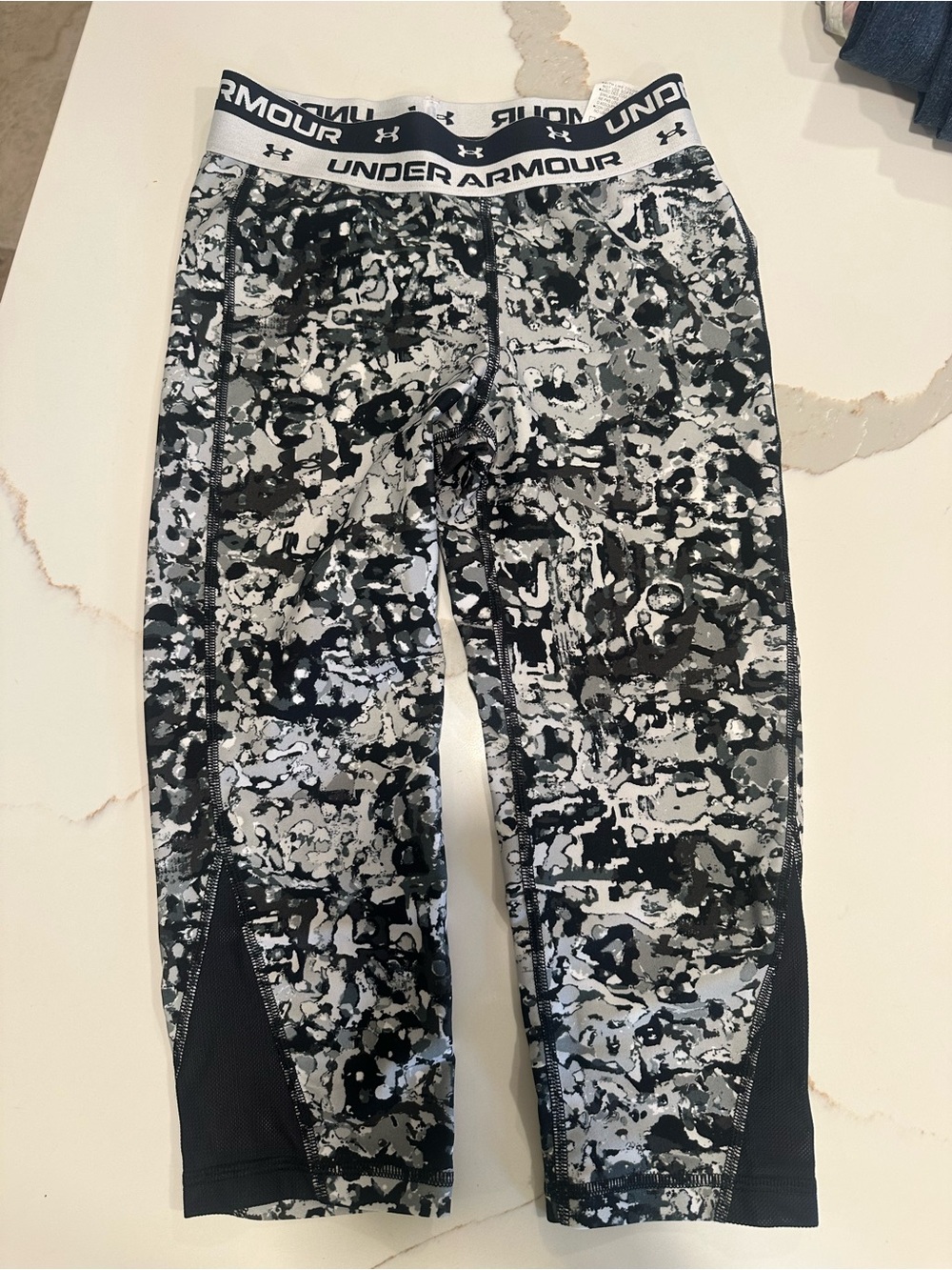Under Armour Black & Gray Printed Capri Leggings for Kids